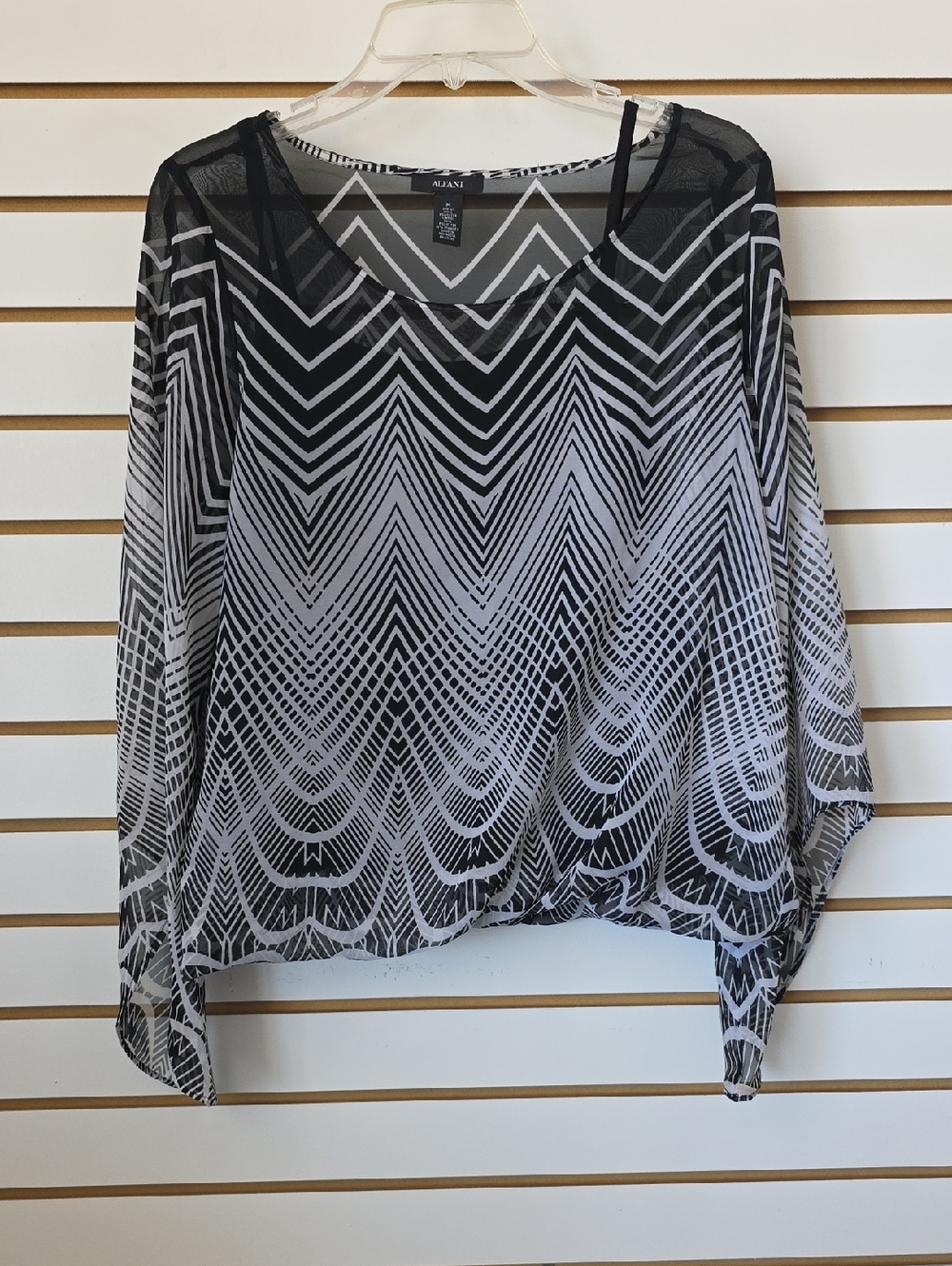 Alfani Geometric Sheer Blouse w/ Attached Tank Top Medium
